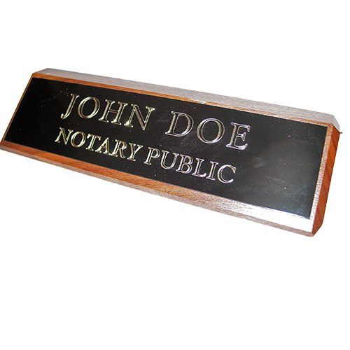 Texas Notary Walnut Desk Sign