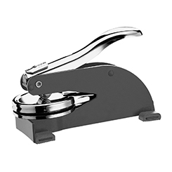 This Texas notary seal desk embosser is made of heavy duty metal and designed with an extra extra-long handle to provide you with the leverage you need to produce sharp raised Texas notary seal impressions with minimal effort even on heavy paper stock. Or, if you'll be making a lot of notary seals impressions, you'll appreciate this embosser's ease of use. Additional features include skid-proof feet designed to protect furniture finishes, a sliding lock mechanism for easy storage. Creates notary seal impressions of 1-5/8 inches.